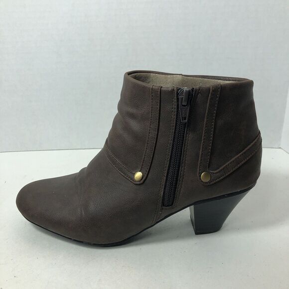 Life Stride Boots Womens Size 9 Active Arch Comfort Ankle Side Zip Brown F3 - Picture 10 of 13